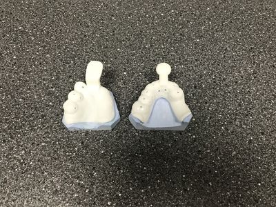 Twee 3D-geprinte werkmodellen