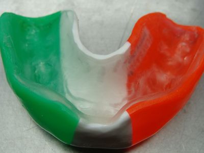 Werkstuk in de kleuren van de Italiaanse vlag, bovenaanzicht