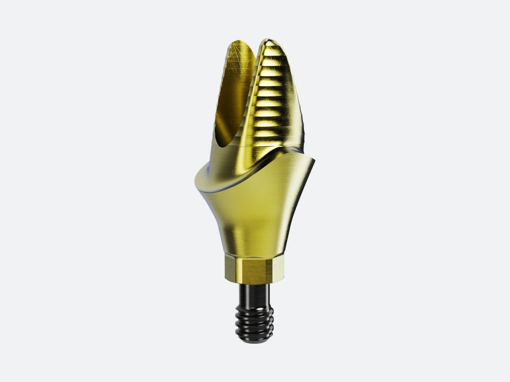 Individueel titanium abutment op een implantaat